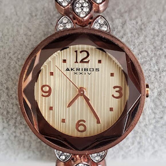 Akribos XXIV Women's AK 839 Watch 34mm Swarovski Crystals Rose Gold Bracelet‎ - Picture 9 of 10